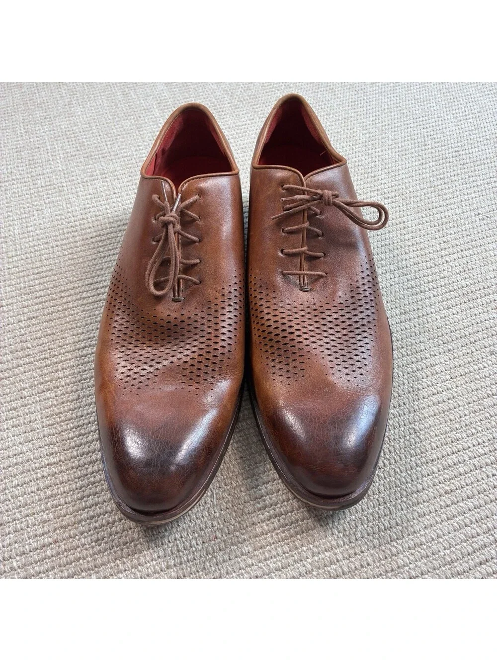 Cole Haan Men's Size 13M Washington Grand Laser Wingtip Oxford Shoes British Tan